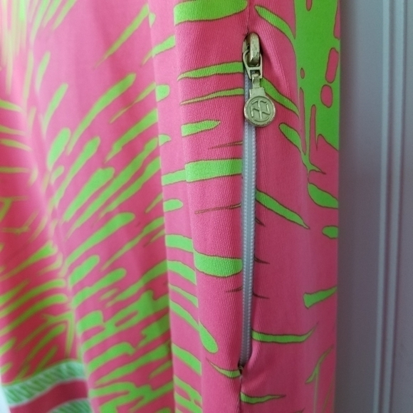 Tracy Negoshian Dress Keyhole Neckline Preppy Loose Retro Neon Print Cap Pocket - Picture 6 of 11